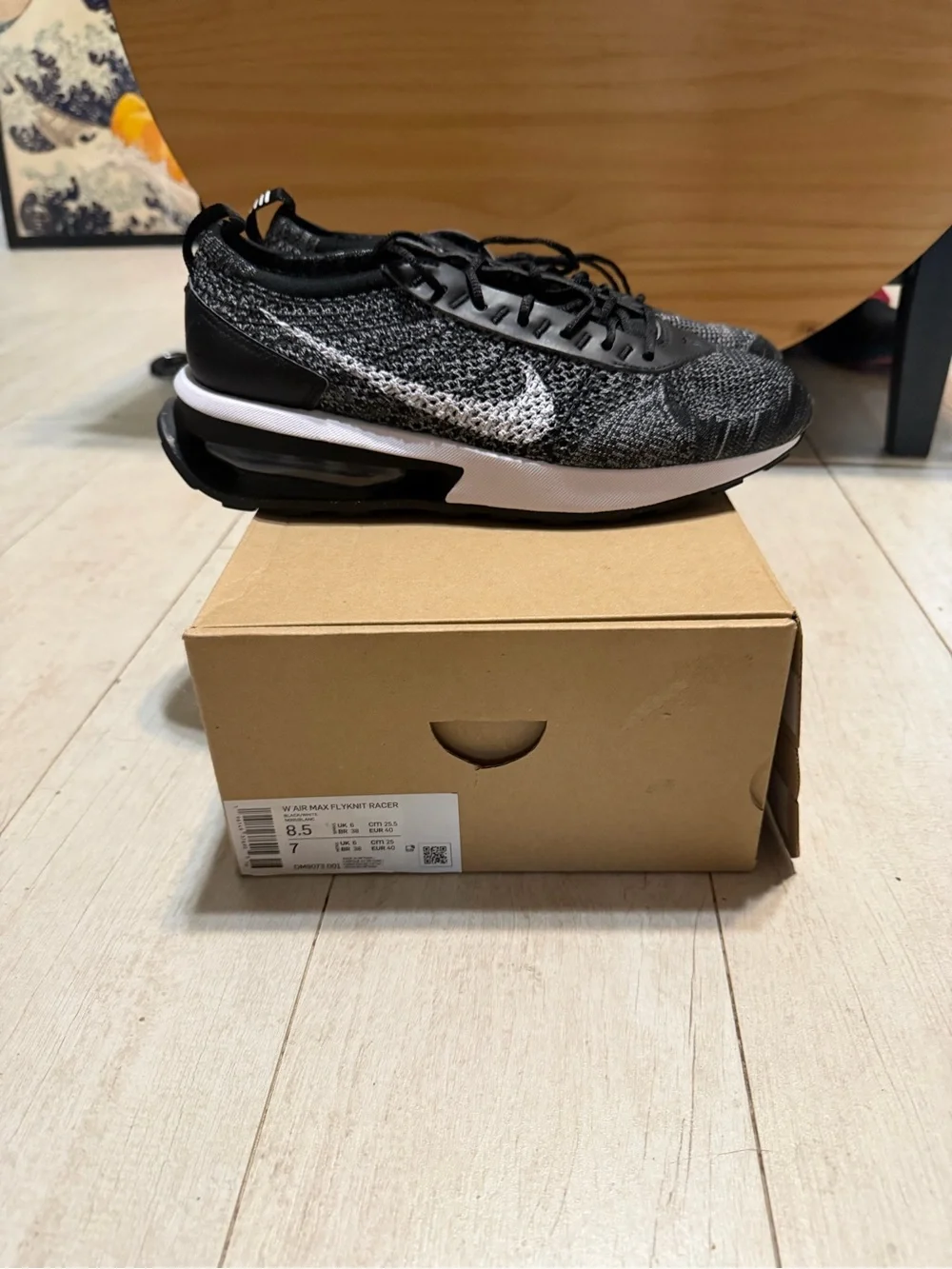 Nike Flyknit Racer Women’s Athletic Sneakers - Black/White